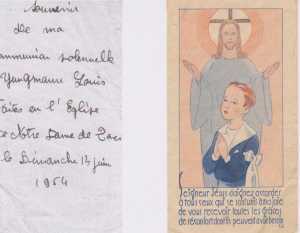Juin 1954
Souvenir de Communion
de Louis YUNGMANN