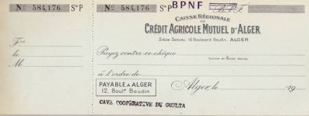 Highlight for Album: Carnet de Ch&egrave;ques du Cr&eacute;dit Agricole  Cave du GUELTA