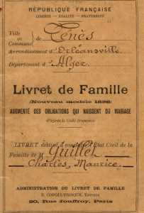 livret de famille Maurice GUILLET