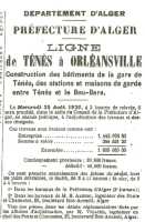 TENES - 1920
construction de la Gare