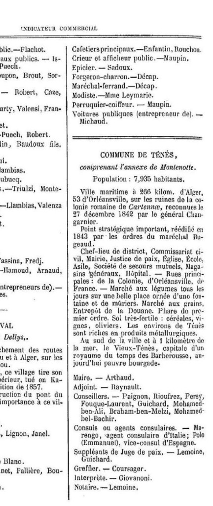 Indicateur Commercial 1873
sur TENES