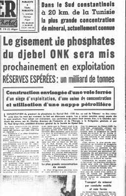 10 Avril 1960
----
Les phosphates du Djebel ONK