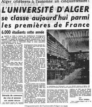 L'UNIVERSITE D ALGER - 1959