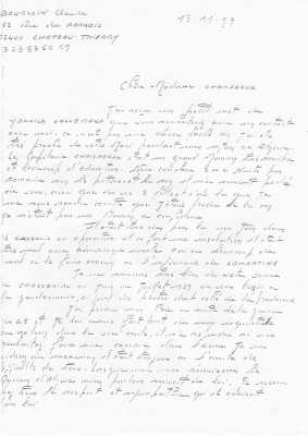 Lettre de Claude Bourgoin, ancien de Kimono 36