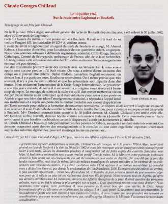 LAGHOUAT le 30 Juillet 1962
Claude Georges CHILLAUD 35 ans disparu