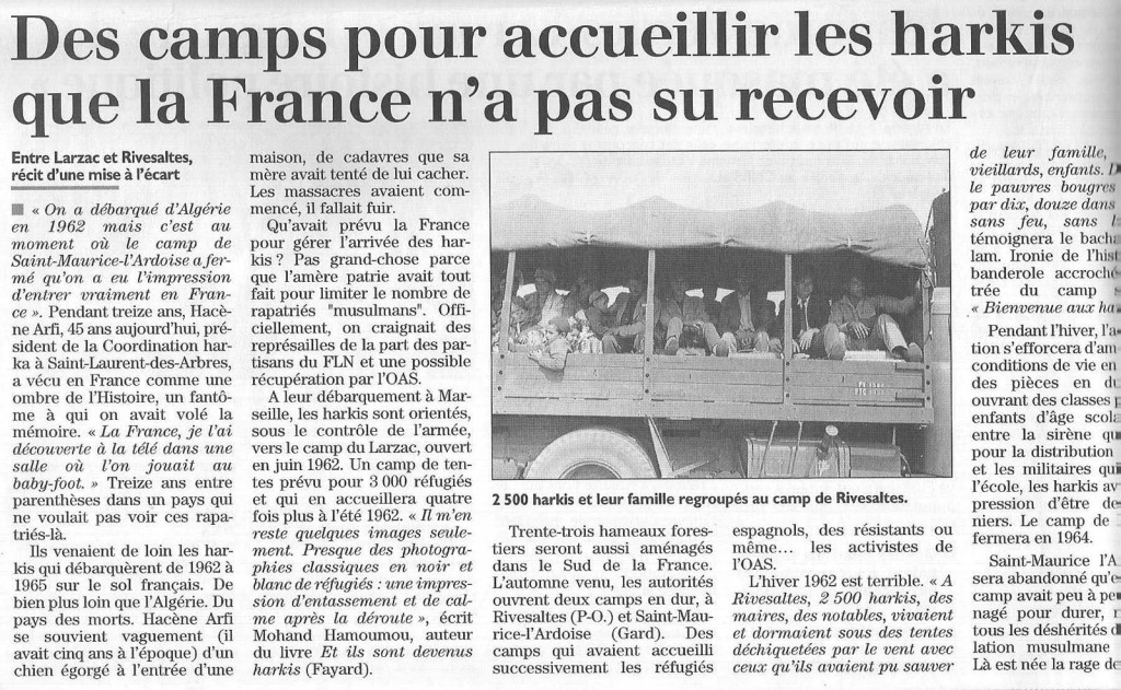 L'Exode
----
Des camps pour accueillir les harkis 
que la France n'a pas su recevoir