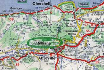 Carte Michelin  : Miliana / Cherchell