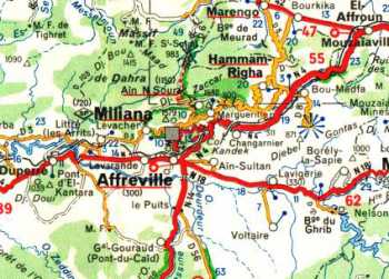 Carte Michelin :   MILIANA / AFFREVILLE