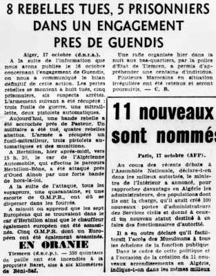 10 1955
GUENDIS : 8 rebelles abattus