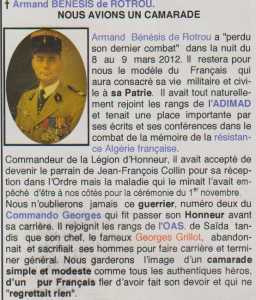 Lieutenant  Armand BENESSIS de ROTROU 
Commando GEORGES