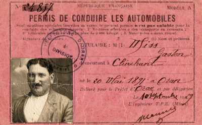 Permis de Conduire
10 Septembre 1929
TLISS Gaston