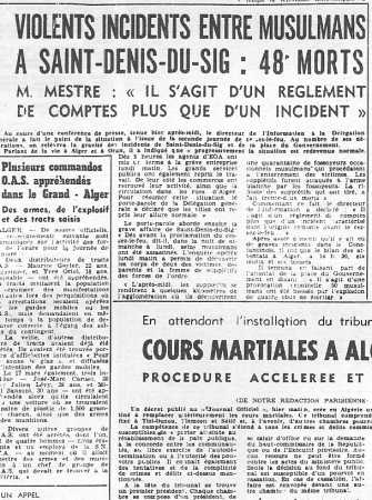 SAINT DENIS DU SIG
21 MARS 1962 - 48 morts