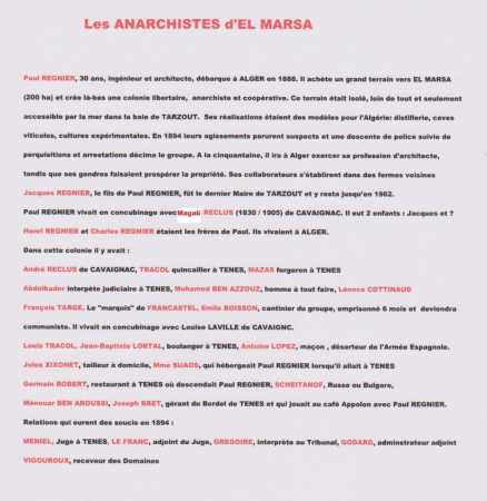 Histoire des anarchistes d'EL MARSA
1890 / 1910