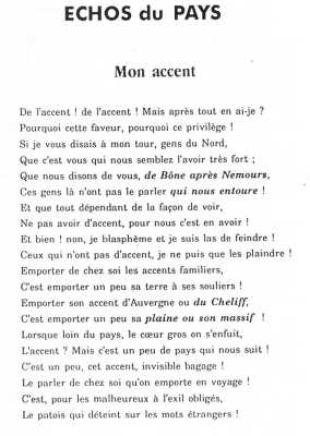 l'accent du pays