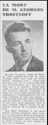  19 Mai 1960 
----
La mort de Georges TROFIMOFF 
Maire du GUELTA