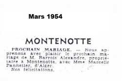 MONTENOTTE
----
Mariage d'Alexandre BARROIS
et Marcelle PANNETIER