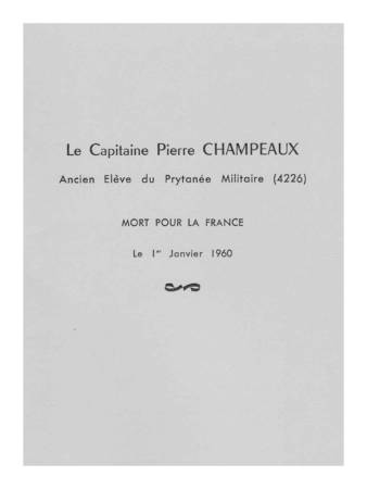 Photo-titre pour cet album: Livret &agrave; la M&eacute;moire
Du Capitaine Pierre CHAMPEAUX