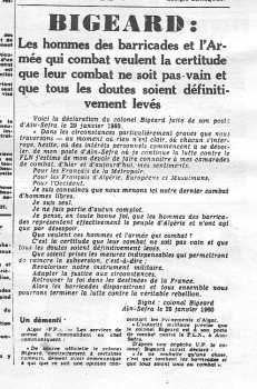 L'Opinion du Colonel BIGEARD