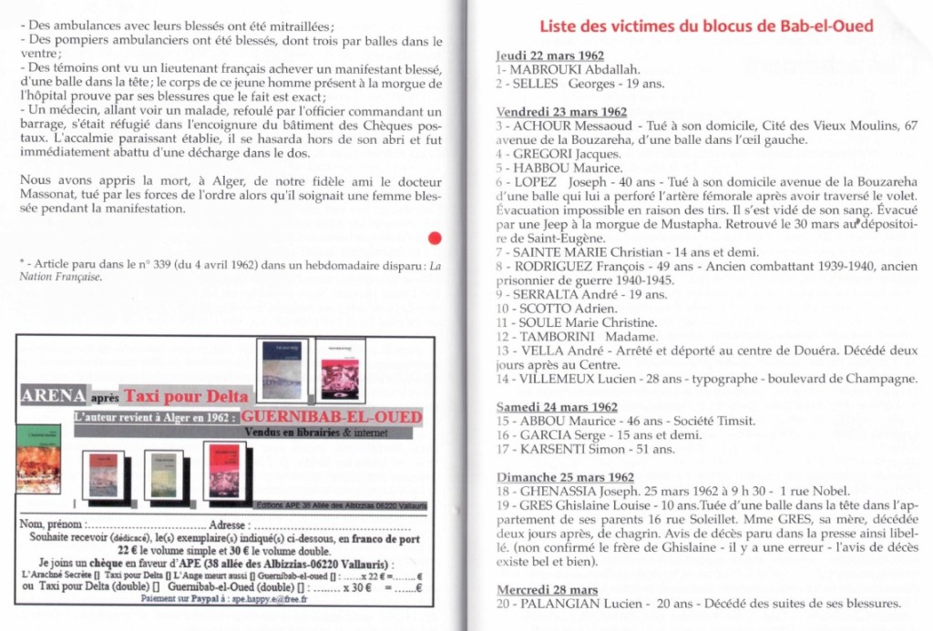 BAB-EL-OUED - Liste des victimes