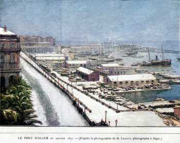 Le port d'Alger sous la neige en 1891