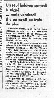 7 Avril 1962
----
Alger
4 hold-up