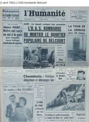 5 Avril 1962
----
L'OAS bombarde le quartier
de BELCOURT (ALGER)