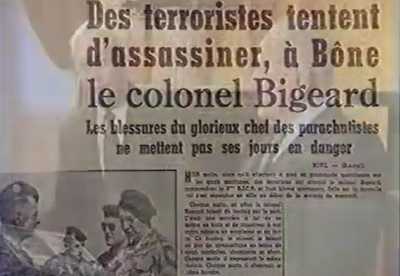 BONE : des terroristes tentent
d'assassiner le colonel BIGEARD