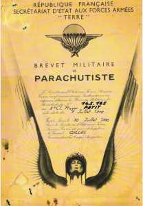 Brevet Parachutiste de Roger PETIT