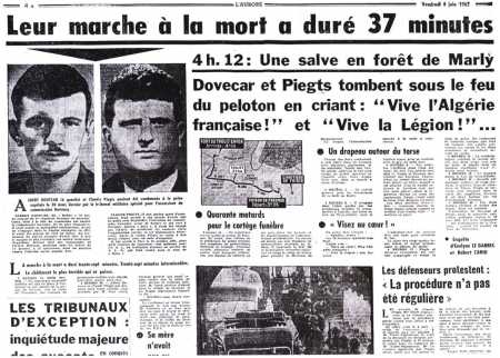 jeudi 6 juin 1962
l'assassinat d'Albert DOVECAR
et Claude PIEGTS