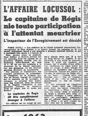 5 Janvier 1962
----
l'affaire LOCUSSOL
Paul STEFANI
Robert ARTAUD
Capitaine REGIS