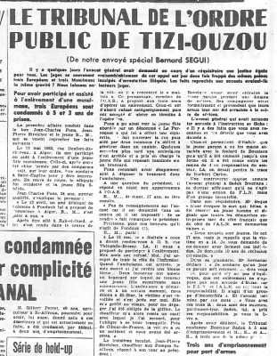 7 Juin 1962
----
Tribunal de Tizi-Ouzou
Jean-Charles PONS
Jean-Pierre STREICHER