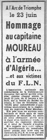 1960 -  Hommage au capitaine MOUREAU