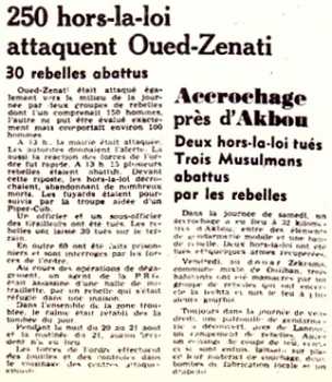 OUED-ZENATI - 22 AOUT 1955 
30 HLL abattus